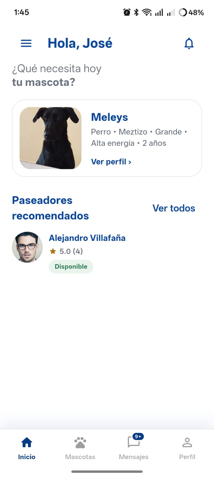 Pantalla de inicio de PatitasGo